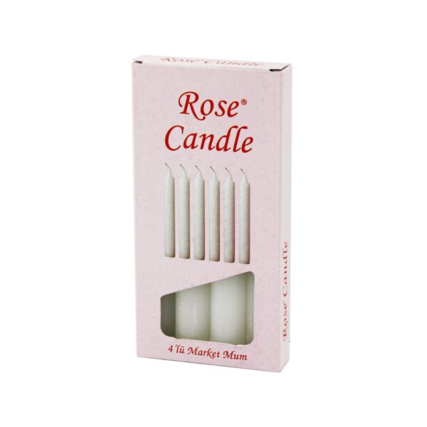 4PCS - KALIN   ÇAP=2CM - UZUNLUK=15CM     BEYAZ KLASİK  MARKET MUM (K0)