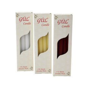 4PCS KONİK ŞAMDAN - DÜZ MUM BEYAZ - RENKLİ 2X25CM (K0)