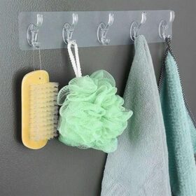 5&apos;li Güçlü Yapışkanlı Şeffaf Duvar Askısı Banyo Mutfak Düzenleyici Pratik Askılık (K0)