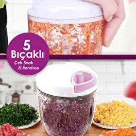 5 Bıçaklı Ipli El Rondosu Pratik Sebze Doğrayıcı (K0)