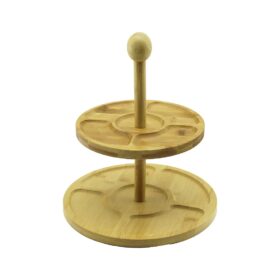 5 BÖLMELİ - YUVARLAK - 2 KATLI  AHŞAP BAMBU SUNUMLUK  ÇAP: 19.5CM -- 24.5CM (K0)