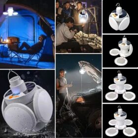 5 Led&amp;apos;li 3 Farklı Işık Modlu Açılıp Kapanabilir Led Kanatlı Güneş Enerjili Solar Aydınlatma Asılabilir Kamp Feneri (K0)