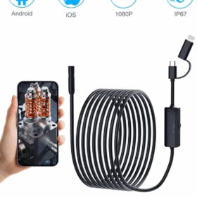 5 Metre Endoskop Yılan Video Kamera Ios Ve Android Uyumlu Led’li 8 Mm Sert Kablo 2mp