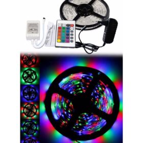 5 Metre Rgb Şerit Led Seti-İç ve Dış Mekan Silikonlu-Tak Çalıştır (K0)
