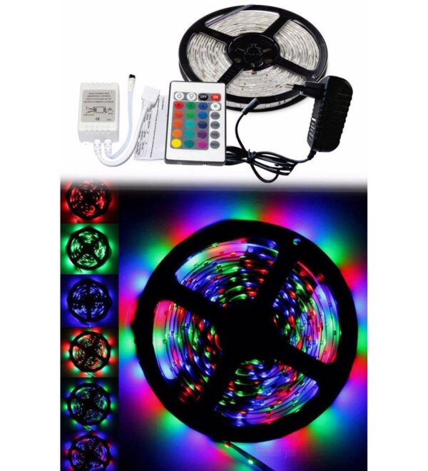 5 Metre Rgb Şerit Led Seti-İç ve Dış Mekan Silikonlu-Tak Çalıştır (K0)