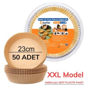 50 Adet Air Fryer Pişirme Kağıdı Tek Kullanımlık  23 Cm Yuvarlak Pişirme Kağıdı XXL PVC li (K0)