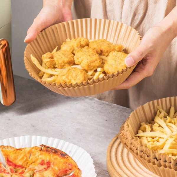 50 Adet Air Fryer Pişirme Kağıdı Tek Kullanımlık  23 Cm Yuvarlak Pişirme Kağıdı XXL PVC li (K0) - Görsel 5