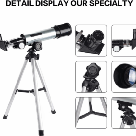50x360 Mini Teleskop Kara Uzay Teleskobu Aliminyum Gövde Tripodlu