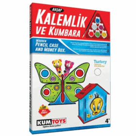 Çocuk 5304 Ahşap Kalemlik ve Kumbara Seti