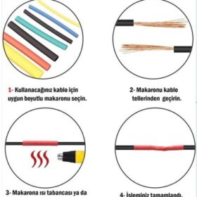 560 Parça Set Isıyla Daralan Makaron Kablo Koruyucu Kılıf (K0)
