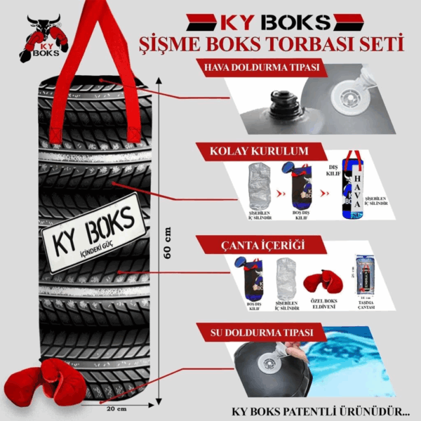 5613 KY Şişme Boks Torbası  60X20 - Görsel 3