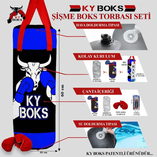 5613 KY Şişme Boks Torbası  60X20 - Görsel 5