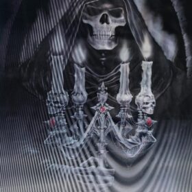 5D Elmas Boyama 3 Farklı Resim Değişenli Halloween İskelet Tablosu 30x40 cm (K0)