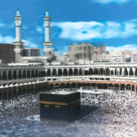 3 Boyutlu Resim  Ekstra Çözünürlüğe Sahip Kabe Resmi Mekke Tablosu 40x60 Cm