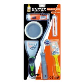 5PCS  BOYACI - NALBUR SET  SPATULA - KESTİRME FIRÇA - YEDEK RULO - BANT - 10CM FIRÇA (K0)
