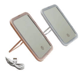 6.5 inç  KÜÇÜK USB ŞARJLI - 1.6W LEDLİ AYAKLI PLASTİK MAKYAJ AYNASI (K0)