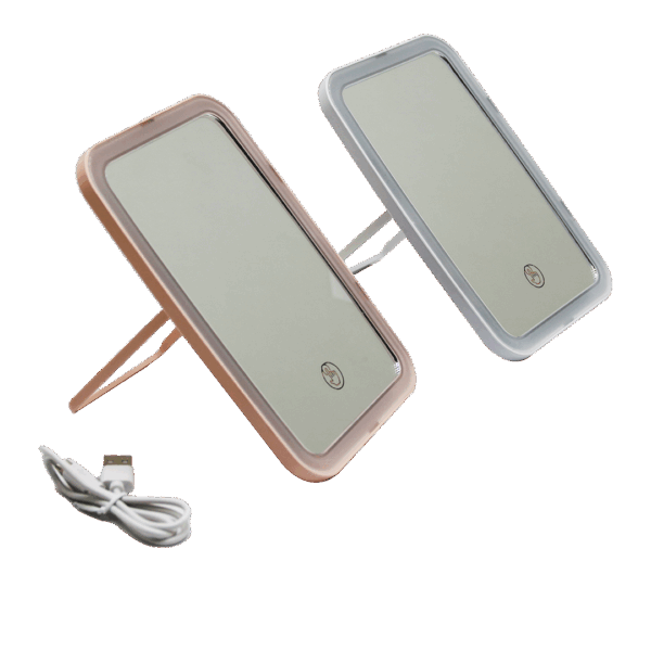 6.5 inç  KÜÇÜK USB ŞARJLI - 1.6W LEDLİ AYAKLI PLASTİK MAKYAJ AYNASI (K0)