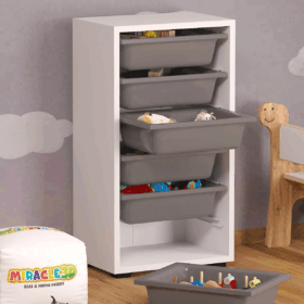 6 Sepetli Çok Amaçlı Dolap Gri Sepetli Çocuk odası Organizer