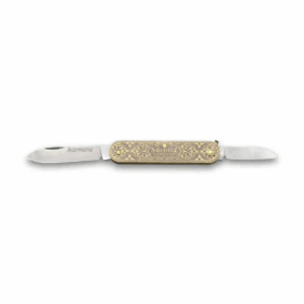 61804 Pirinç İşlemeli Sürmene Çakısı 5,5 / 3,5 Cm - Çift Bıçaklı