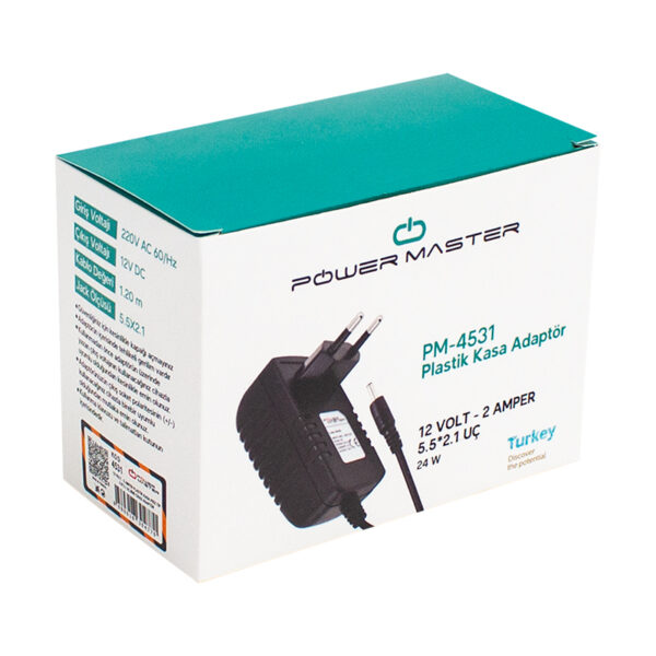 12 VOLT - 2 AMPER PLASTİK KASA PRİZ TİPİ ADAPTÖR 5.5*2.5 UÇ (4172) - Görsel 3