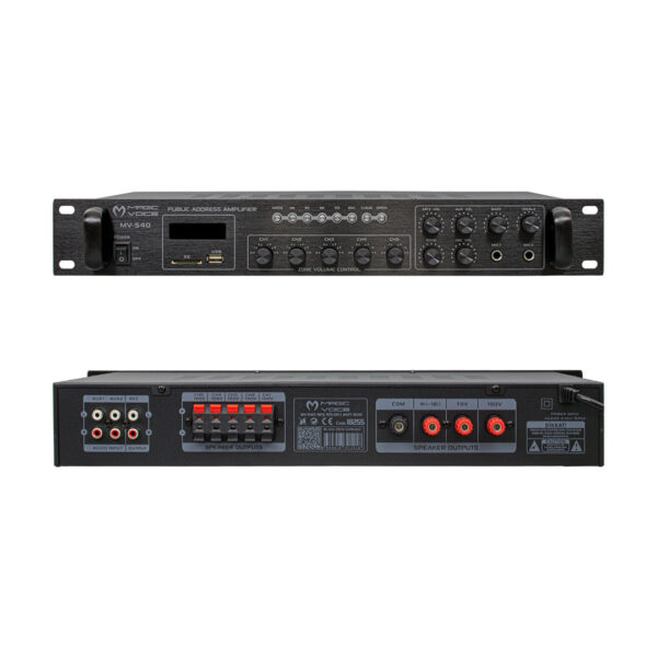 MAGICVOICE MV-540 100 WATT USB/SD/UK BLUETOOTH 2 MİK MUTE GİRİŞLİ 5 BÖLGELİ AÇIP KAPAMA HAT TRAFOLU ANFİ (4172) - Görsel 2