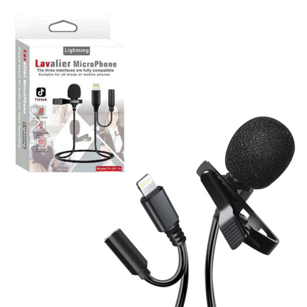 JH-041-A LIGHTNING GİRİŞLİ VE KULAKLIK GİRİŞLİ YOUTUBER YAKA MİKROFONU (4172) - Görsel 3