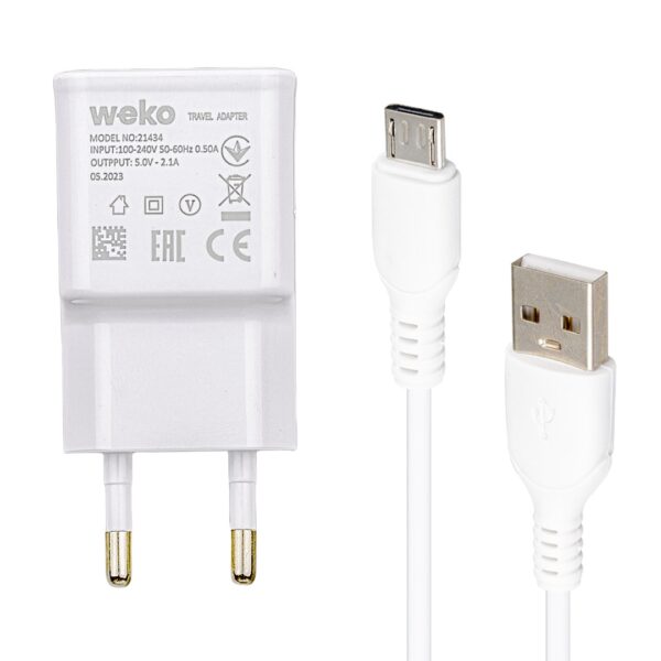 WK-21434 S6 2.1 AMPER ŞARJ BAŞLIK ADAPTÖRÜ + MICRO USB KABLO(NO:3) (4172)