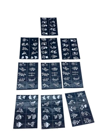 ÇİÇEKLİ 10X14CM TÜP KINA DESEN ÇIKARTMA ŞABLONU 12 PARÇA (4172)