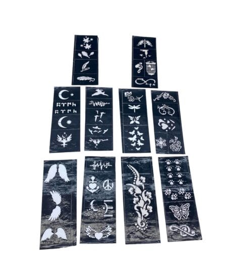 MİX DESEN 8X20CM TÜP KINA DESEN ÇIKARTMA ŞABLONU 10 PARÇA (4172)