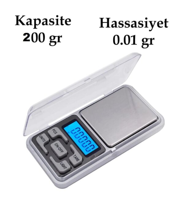 Dijital Hassas Elektronik Kuyumcu Cep Terazisi Tartı 200 gr / 0.01 gr (4172) - Görsel 4