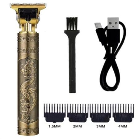 Vintage Görünümlü Güçlü 4 Farklı Başlıklı USB ŞarjlI Manuel Tıraş Makinası (4172)