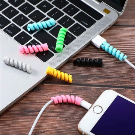4'lü Apple, Android Şaj Kablosu Koruyucu Silikon Spiral Yay Aparat (4172)