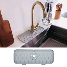 Lavabo İçin Silikon Esnek Mat Musluk Sapı Damlama Tutucu Raf Mutfak Tezgahı Sıçrama Koruma (4172)
