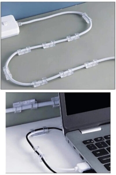 Kablo Sabitleyici Klipsler 20 Adet Kablo Düzenleyici Duvar Fayans Cam Kablo Tutucu Yapışkanlı Klips (4172)