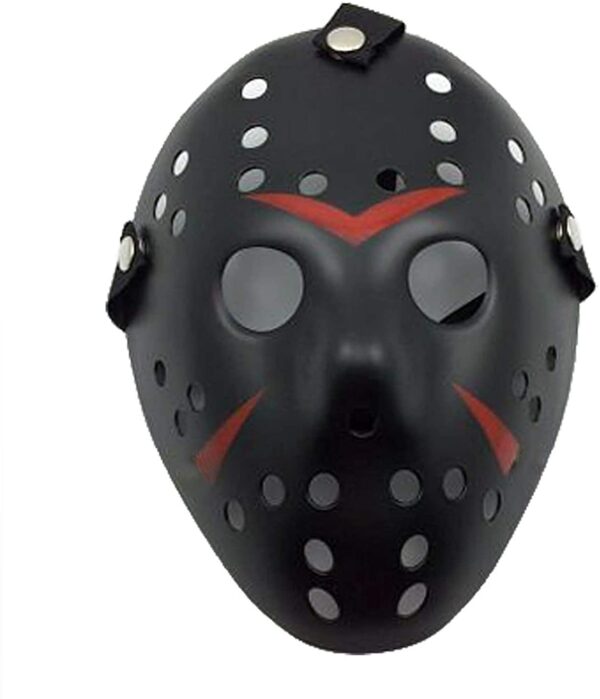Siyah Renk Kırmızı Çizgili Tam Yüz Hokey Jason Maskesi Hannibal Maskesi (4172) - Görsel 4