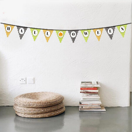 Cadılar Bayramı Kabak Temalı Halloween Yazılı Banner Süs Flama 3 Metre (4172)