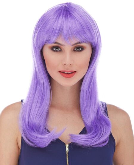 Mor Renk Uzun Düz Parti Peruğu (4172)