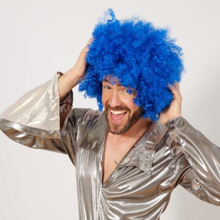 Mavi Renk Kıvırcık Afro Bonus Peruk (4172)