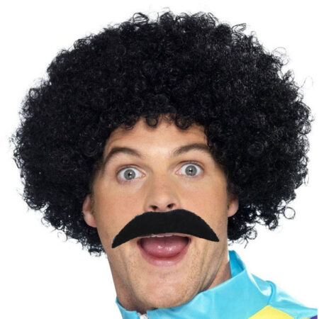 Siyah Scouser Erkek Kısa Peruk 120 Gr ve Bıyık Seti (4172)