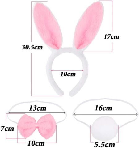 Tavşan Kostüm Seti Taç Papyon Kuyruk Pembe Renk (4172)