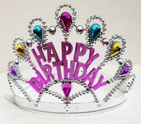 Gümüş Renk Happy Birthday Yazılı Doğum Günü Tacı 60 cm (4172)