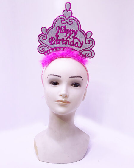 Happy Birthday Neon Pembe Renk Doğum Günü Tacı 24x15 cm (4172)