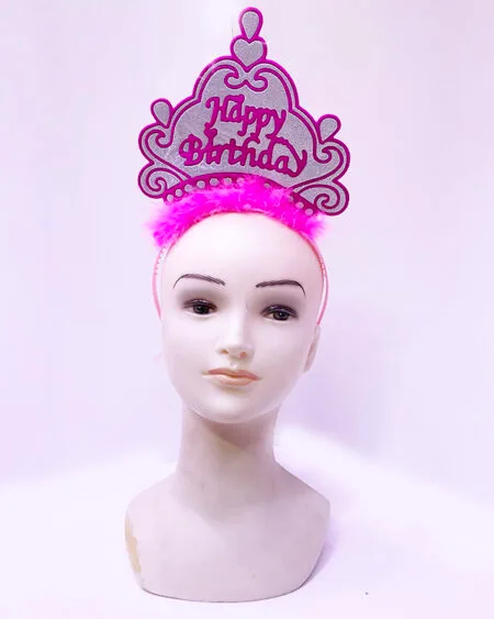 Happy Birthday Neon Pembe Renk Doğum Günü Tacı 24x15 cm (4172)