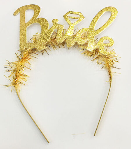 Altın Renk Bekarlığa Veda İtalik Yazı Alyanslı Bride Taç (4172)