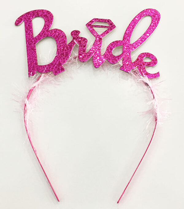 Fuşya Renk Bekarlığa Veda İtalik Yazı Alyanslı Bride Taç (4172)