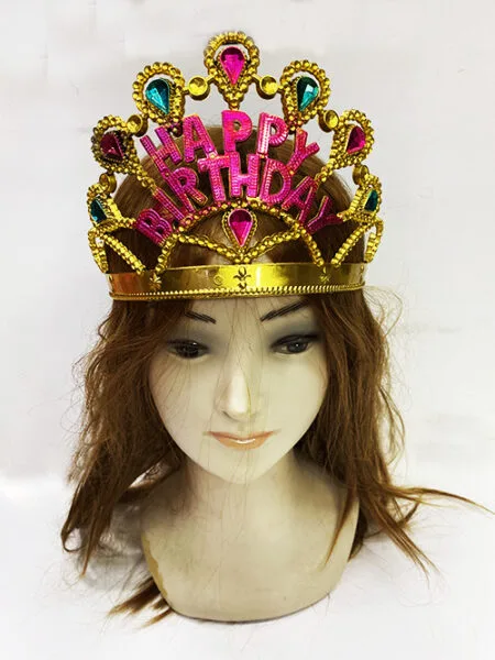 Altın Renk Happy Birthday Yazılı Doğum Günü Tacı 60 cm (4172)