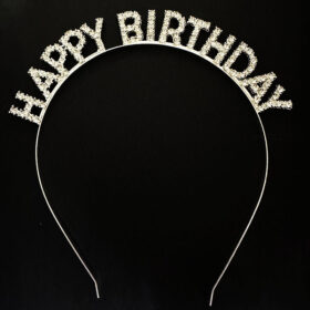 Gümüş Kristal Taşlı Happy Birthday Doğum Günü Tacı İthal Ürün A Kalite 17x16 cm (4172)