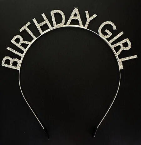 Gümüş Kristal Taşlı Birthday Girl Doğum Günü Tacı İthal Ürün A Kalite 17x16 cm (4172)