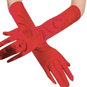 Kırmızı Renk Dirseğe Kadar Uzun Kumaş Eldiven 40 cm (4172)