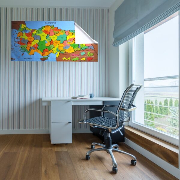Renkli Türkiye Haritası Manyetik Yapıştırıcı Gerektirmeyen Duvar Stickerı 118 CM * 56 CM (4172) - Görsel 3